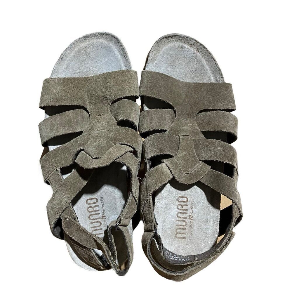 Munro Corine Sandals Brown Suede Slingback Cork Arch‎ Support Footbed Women 6 W